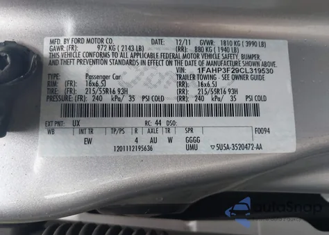 2012 Ford Focus Se from USA, damaged, VIN 1FAHP3F29CL319530